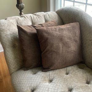 Set of two throw pillows with chenille pillowcases